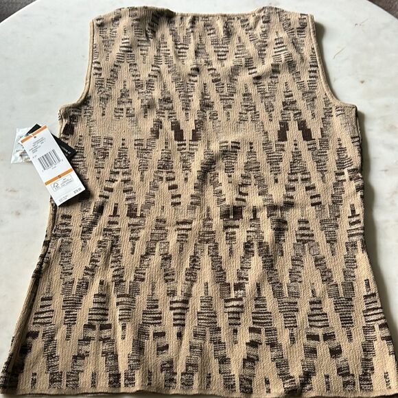 New Jones New York tan and brown pattern shell sweater‎ knit size small - Picture 6 of 7